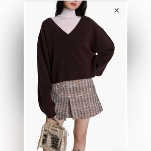 Maje Brown V-Neck Sweater